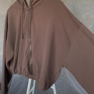 All in Motion Brown Cropped Zip-up